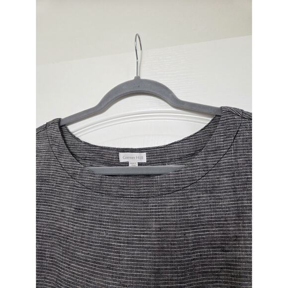 Garnet Hill 100% Linen Striped Coastal Lagenlook Dropwaist Shift Dress, Size 10 - Picture 4 of 13